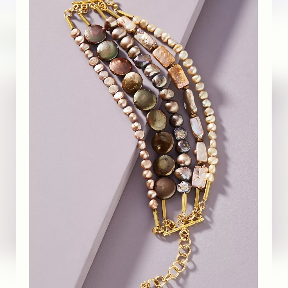 Anthropologie David Aubrey Layered Pearl Bracelet - pinks, greys, neutrals